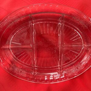 Anchor Hocking Mayfair Open Rose Transparent Glass Sectioned Platter